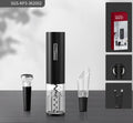 New Base five-in-one electric bottle opener set with black ABS decanter, vacuum stopper, foil knife, and storage base