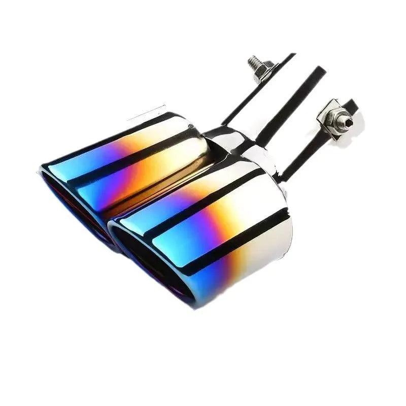 Universal metal car exhaust pipe back segment tailpipe for most car models in baked blue, black silver or full colour