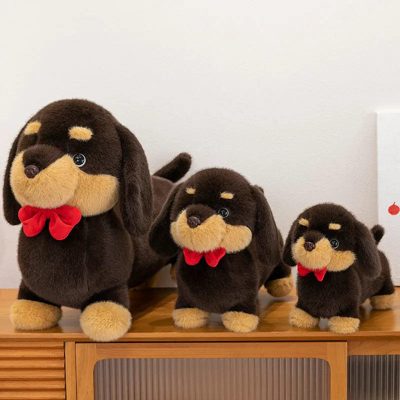 Sausage dog long pillow plush toy in 35cm, 45cm, and 65cm sizes for leg support and sleeping.