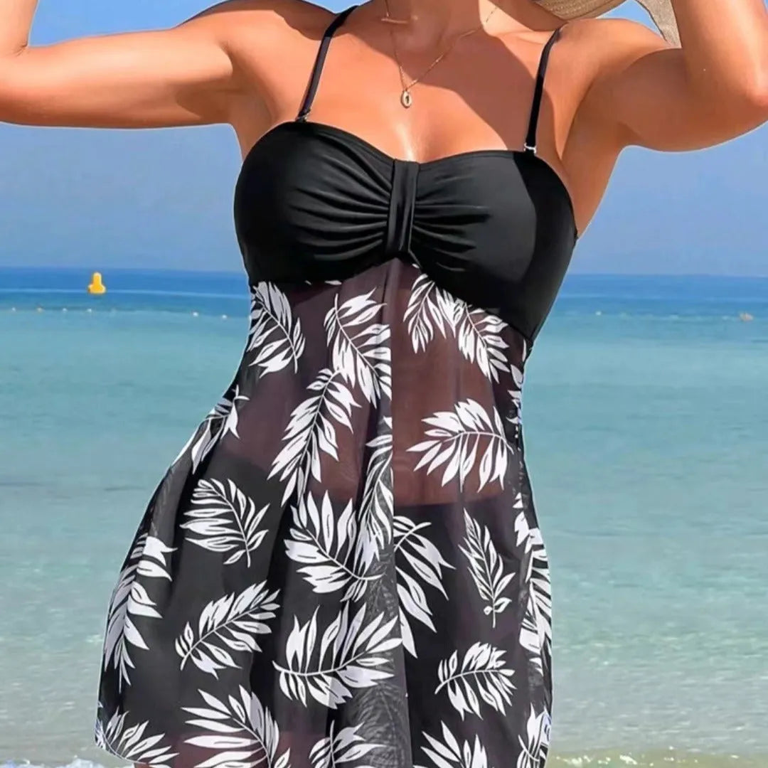 Women's high-waisted swimsuit boxer shorts in black, blue, and peacock green colours.