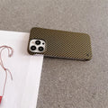Frameless carbon fiber pattern hard shell phone case with kickstand in silver for iPhone 15 Pro