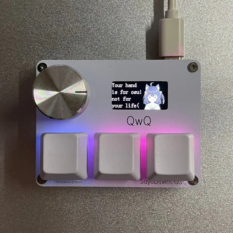 Magnetic axis numeric keyboard with programmable knob and colour screen in black, pink, silver, or white