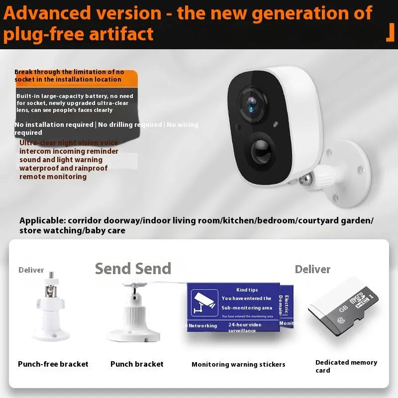 Wireless indoor security camera with battery power and mobile remote viewing capability