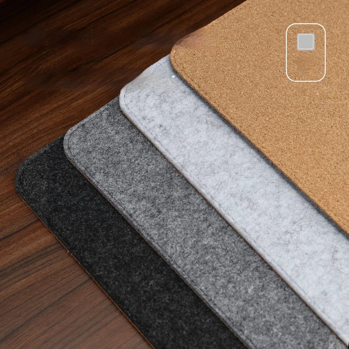 Oversized felt cork desk mouse mat in Japanese simple style with black gray pattern
