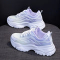 Women's satin sports casual lace-up shoes in pink, also available in blue and purple.