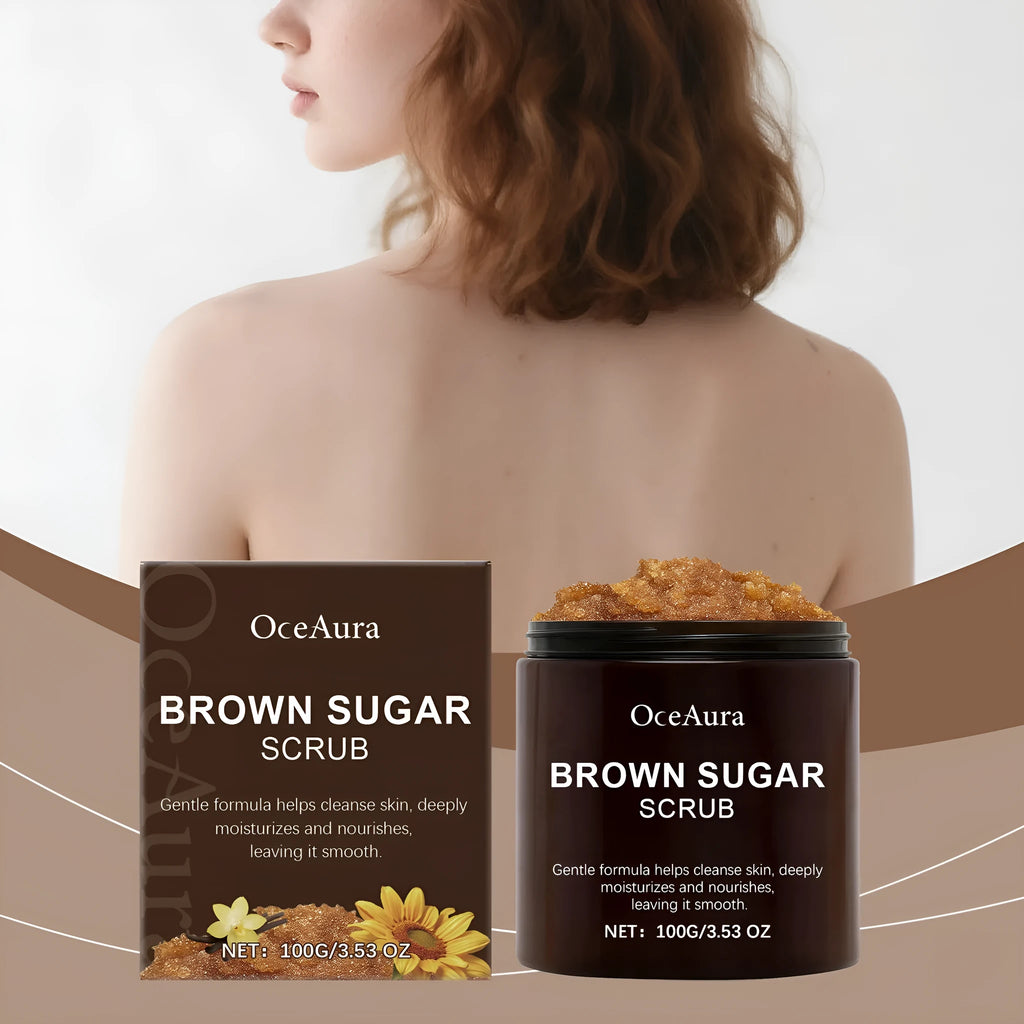 Brown sugar body scrub cream in 100g jar for gentle exfoliation, smooth and tender skin