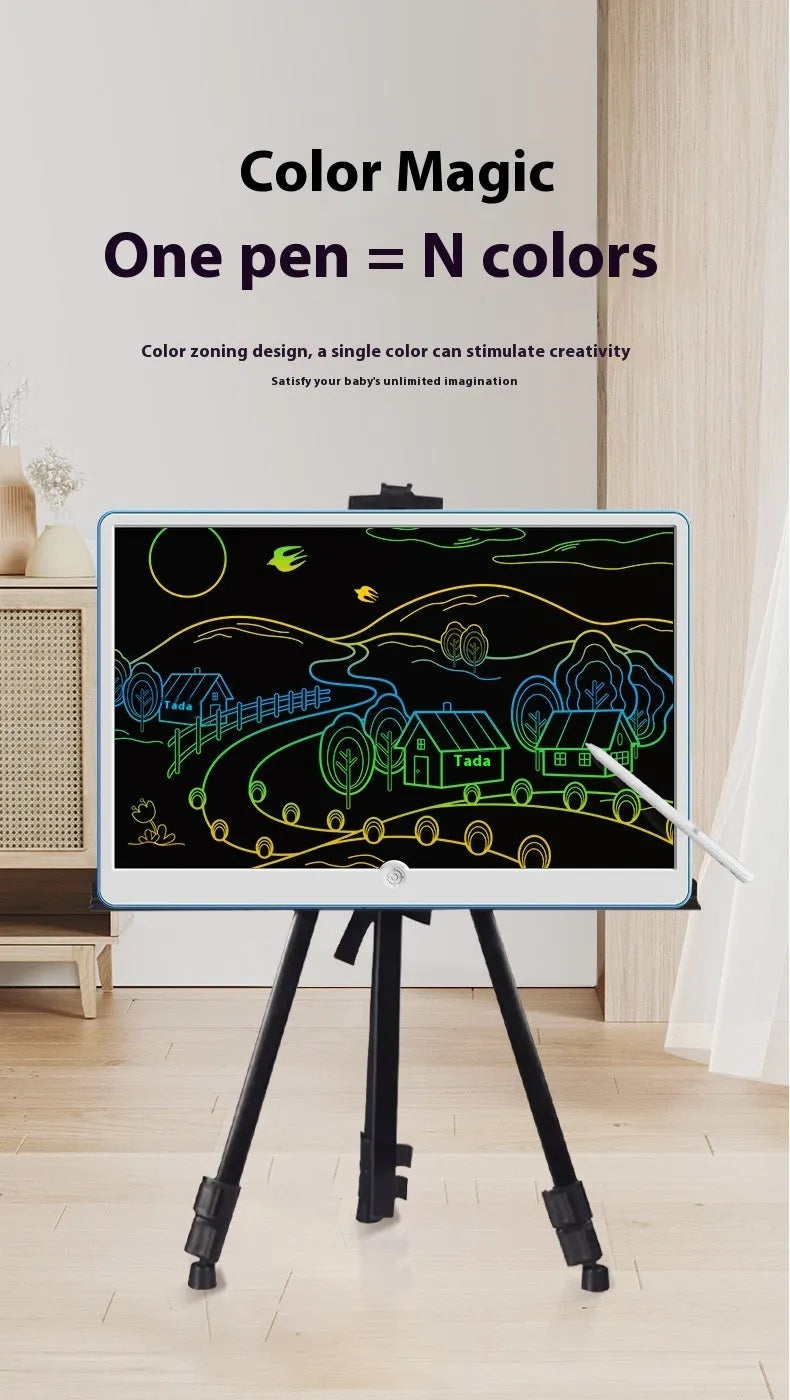 19-inch LCD children's drawing board with rechargeable operation and blue/white display