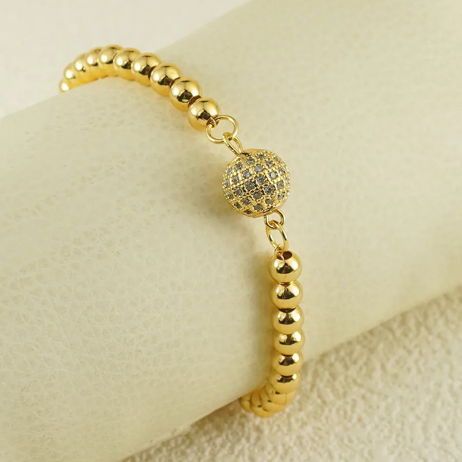Copper Arabic bracelet with zircon stones and heart shape design for women's fashion jewellery