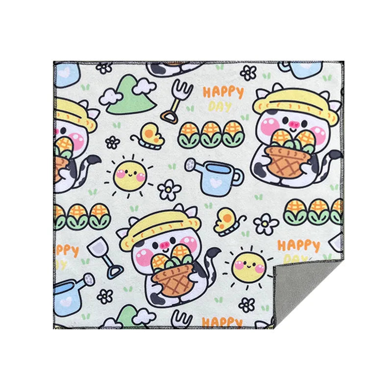 Blue Puppy printed nylon cosmetic bag showing zippered closure, shown next to medium and small size options.