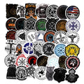 Ancient rune PVC sticker set with 50 irregular shaped graffiti-style decals in colour for luggage and smooth surfaces