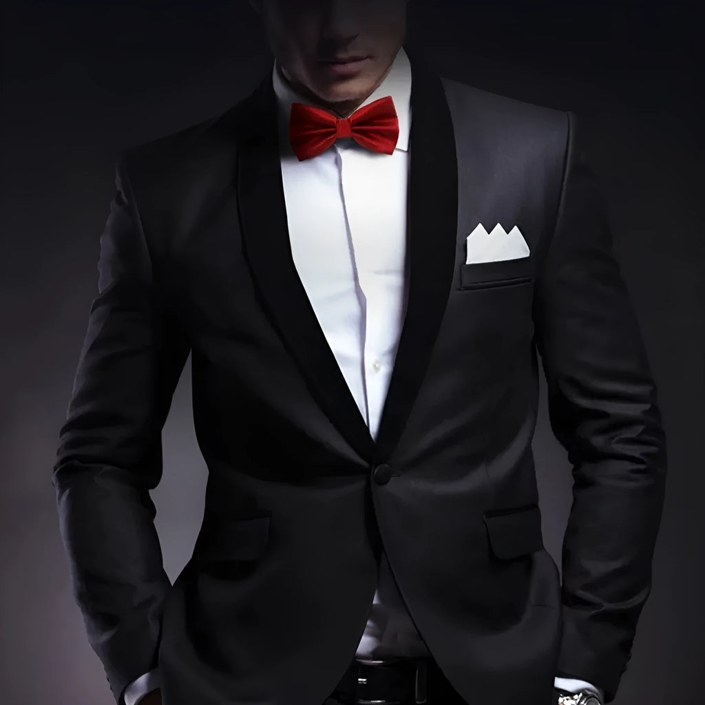 Men's solid colour bow tie 12x6cm polyester flat head design for formal weddings business wear