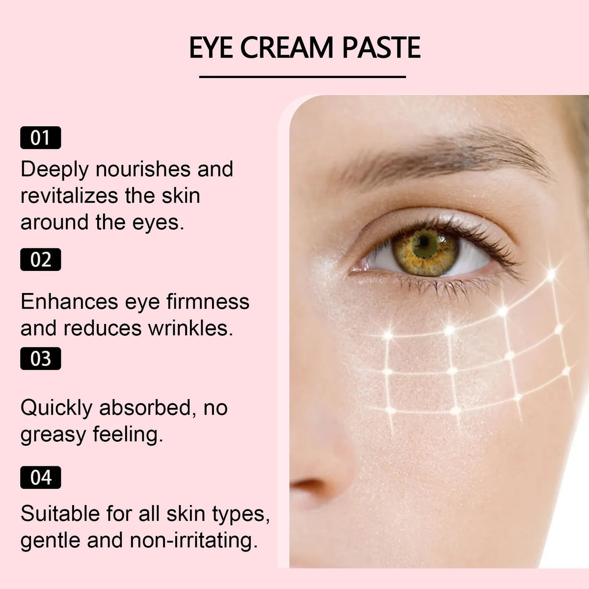 10ML moisturizing eye and neck cream pack with hyaluronic acid, product size 9.5x6cm