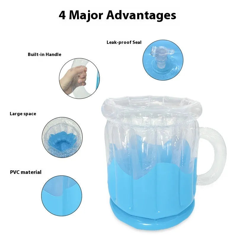 Yellow inflatable PVC ice bucket designed for beer steins and drinks bottles