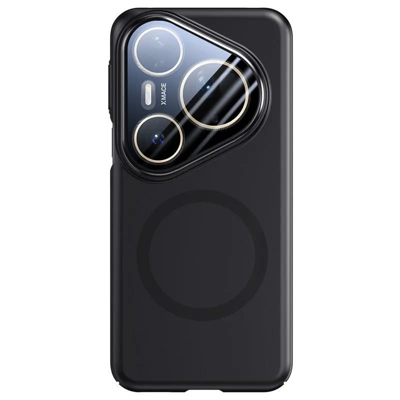 Huawei P80 magnetic protection phone case in black colour with frosted finish and back shell design