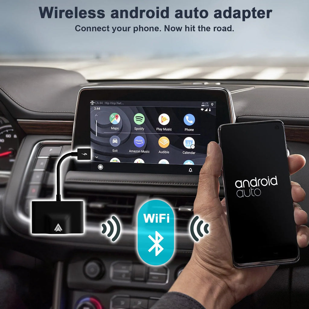 Car wired to wireless Android system adaptor for Android Auto conversion in black and white colour options