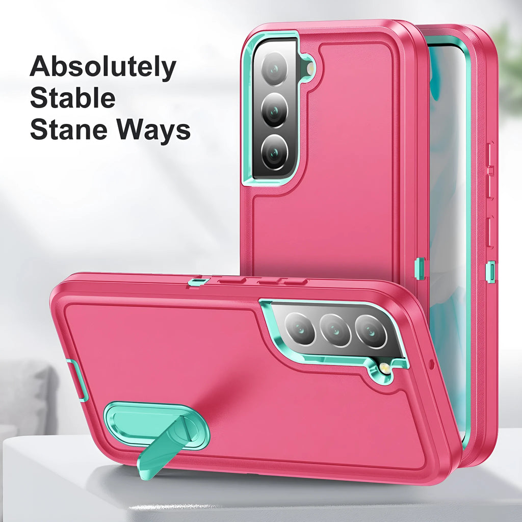 Samsung TPU PC phone case with built-in bracket, black, anti-fingerprint back cover for S24 Ultra