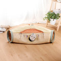 Avocado cat tunnel toy with drill hole made from polyester and nylon on a light background