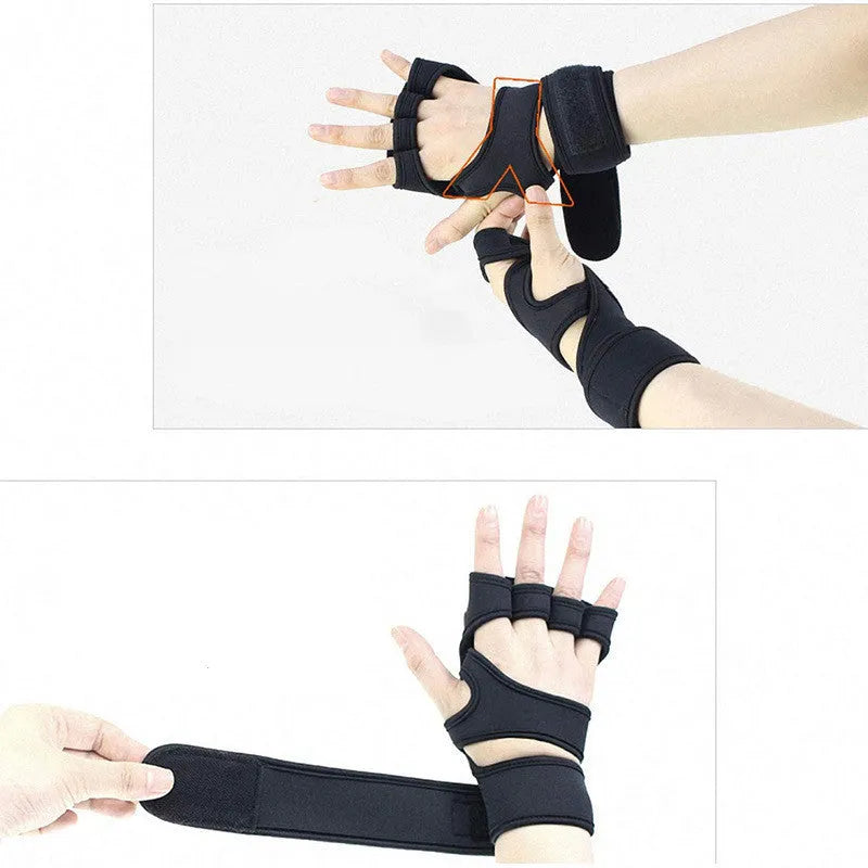 New sports half finger gloves with non-slip silicone palm protection in black