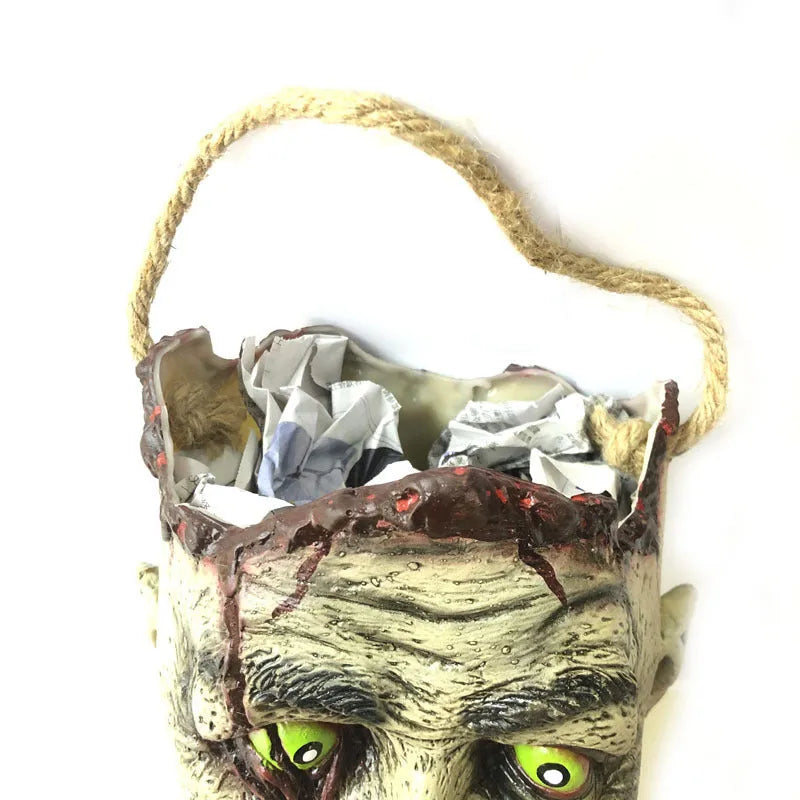 Halloween vinyl tote bag with rope handle, 35-40cm total height, 15-16cm width, average size handbag