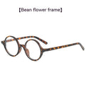 Artistic retro round non-prescription glasses with flat mirror lenses in four colour options
