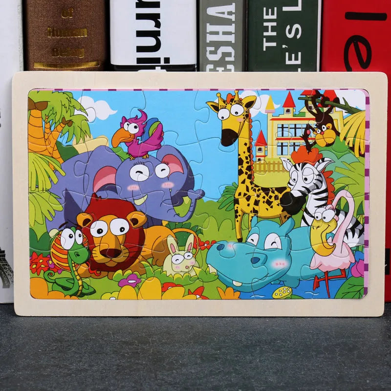 80 piece wooden animal jigsaw puzzle in iron box with non-toxic paint for children aged 3+