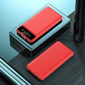 20000 mAh black power bank with charging cable showing compact portable design