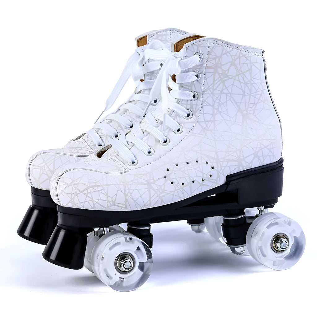 Quad roller skates with rubber sole, storm black, black wheels, unisex sizing 35-45