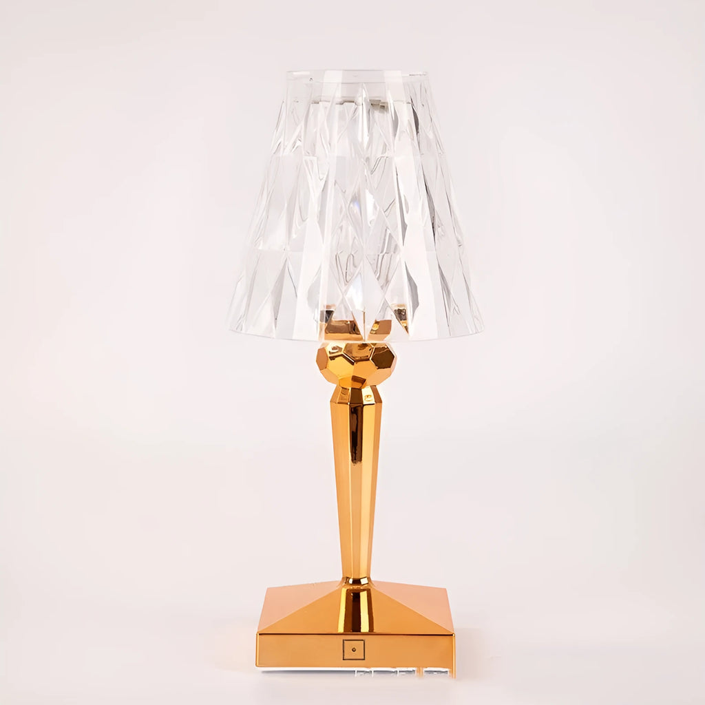 Portable rose gold touch night light with rechargeable dimming on table