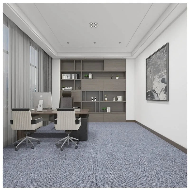 Sound insulation computer chair mat in beige on wood floor, 90x120cm size, blended material