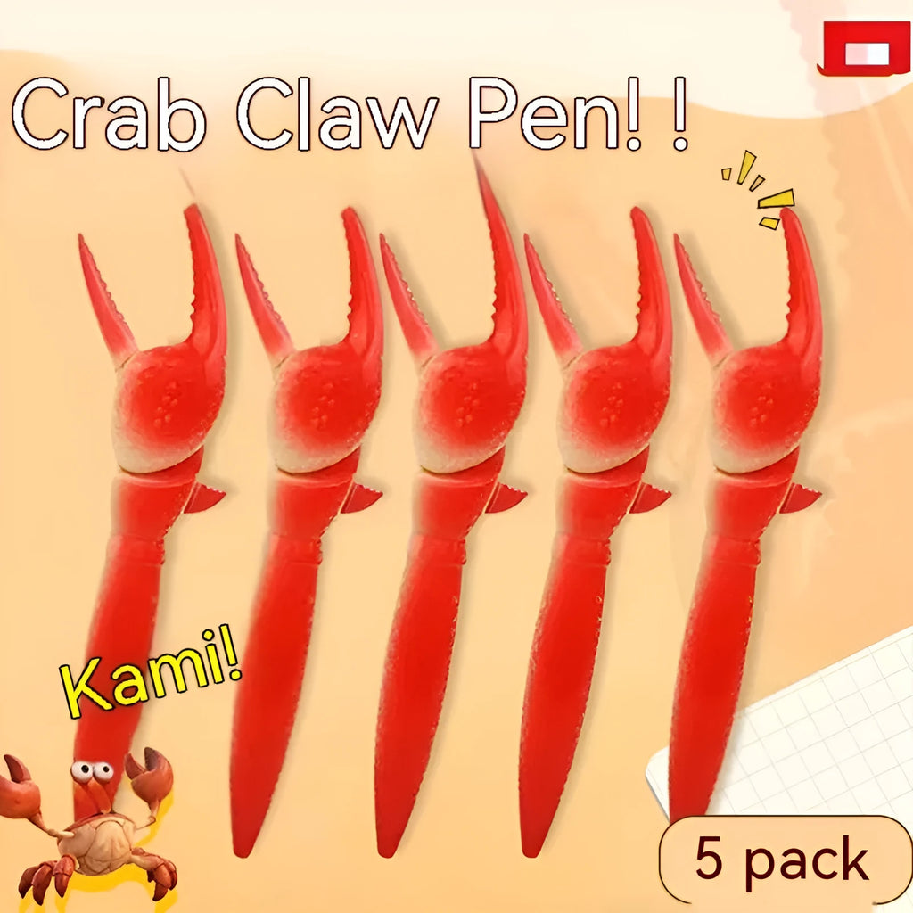 Crab claw ballpoint pen with interactive clip mechanism holding ball