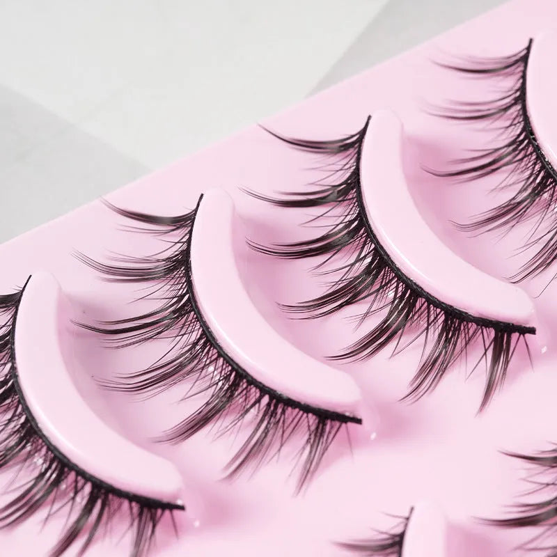 Set of manga false eyelashes showing three styles: 007, 008, and 009, with black plastic terrier.