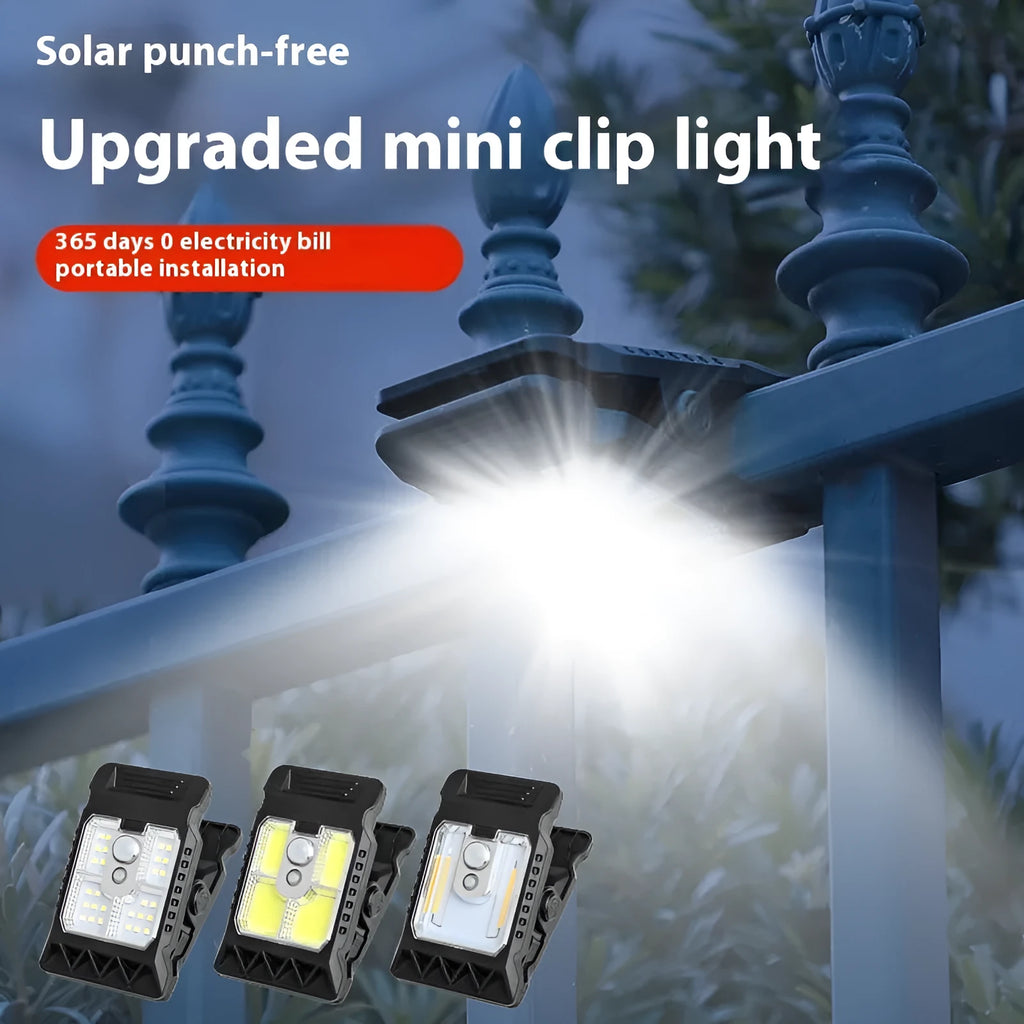 Clip lamp with motion sensor and adjustable brightness settings showing compact 11.2 x 7.6 cm design