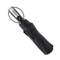 Black triple folding business umbrella with automatic opening mechanism and rubber handle