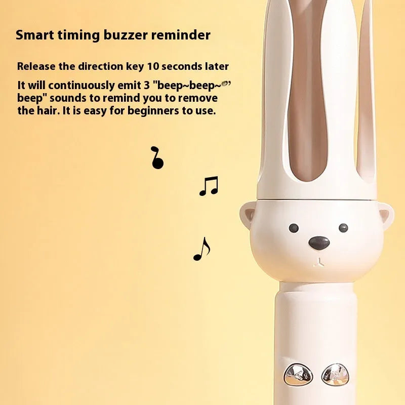 Beige automatic hair curler with anion negative ion technology and hair stick accessory