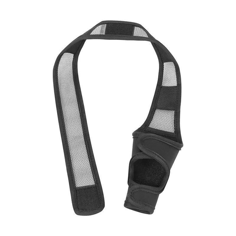 Pet knee pad for dog joint injury recovery with adjustable belt on a light background, S to XL sizes available