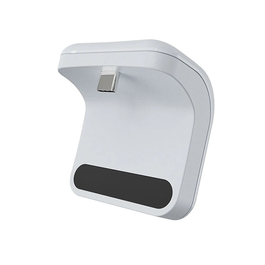 PS5 controller with white 1500mAh battery pack attached to back, LED display visible