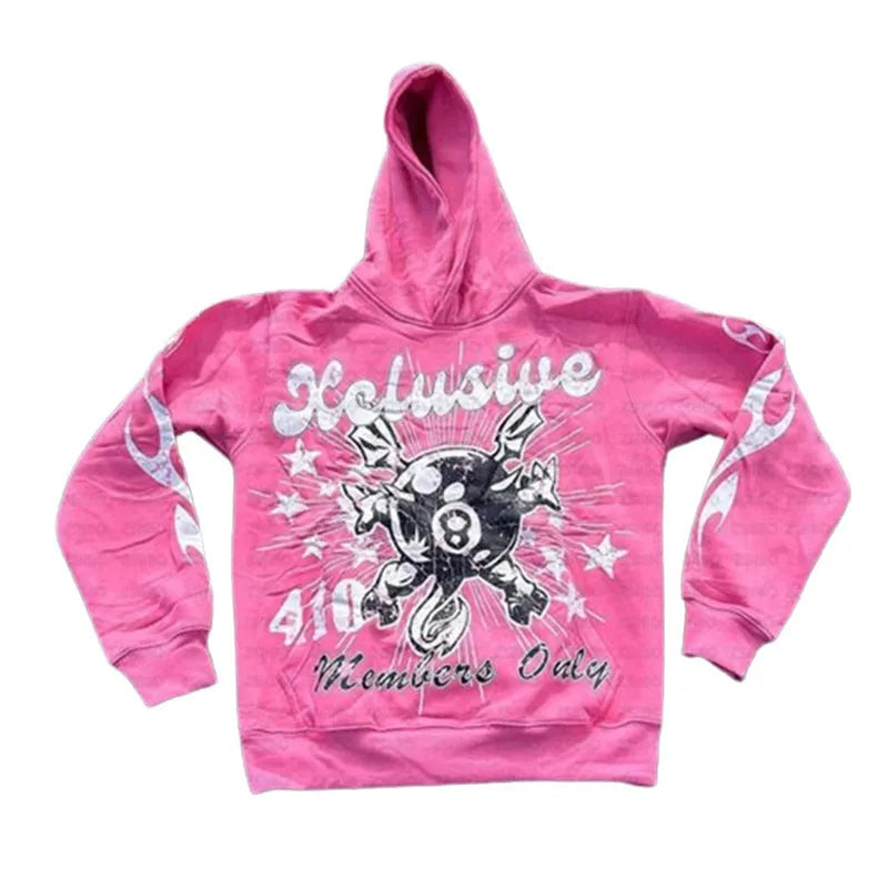 Loose-fitting street hipster pullover with personalised letter printing and a front pocket.
