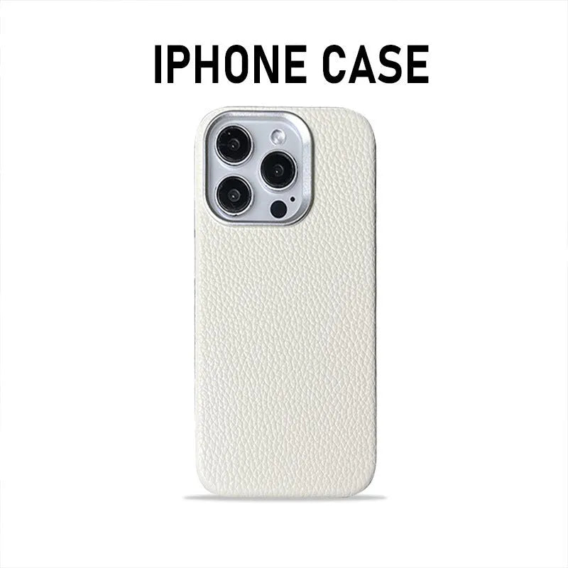 Leather magnetic phone case with lychee pattern, drop-resistant, available for iPhone 12-15 Pro Max in dark green