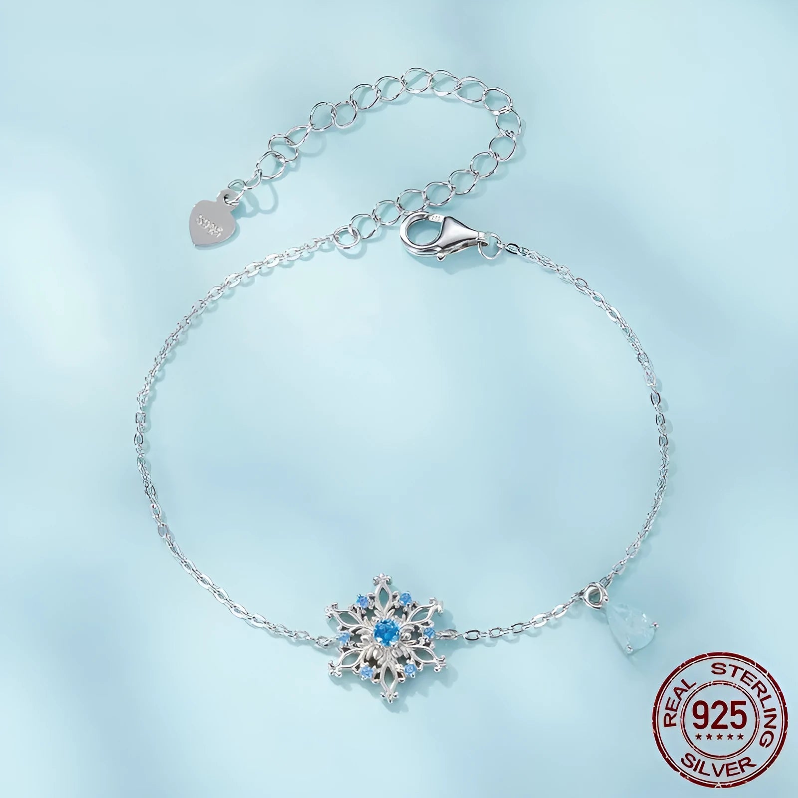 Snowflake S925 sterling silver ice flower bracelet for women, electroplated, colour SCB263
