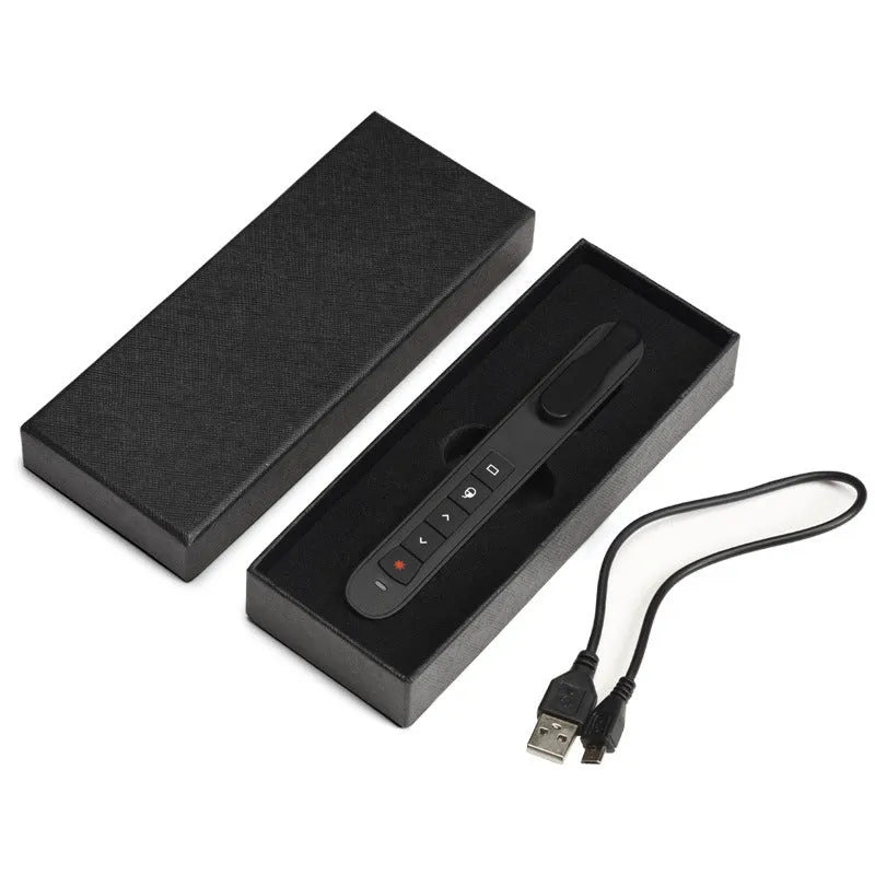 Flying Squirrel black ABS page turning pen laser pointer, 139 x 19 x 21 mm, with mini receiver