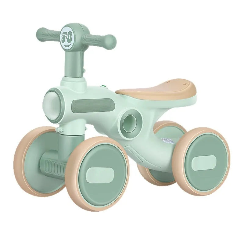 Children's gliding walker for ages 1-3, no pedal anti-rollover four-wheel car with light music, PP material