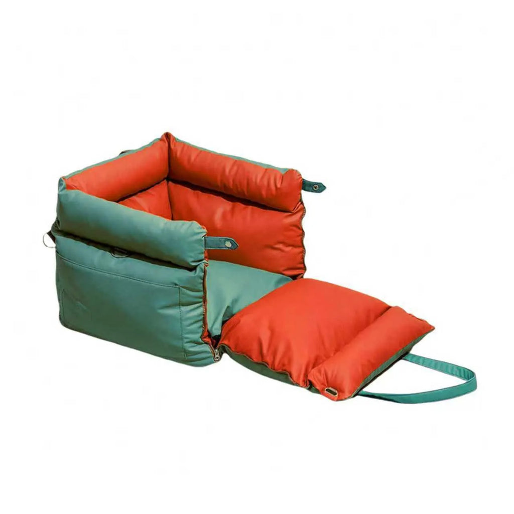 Green waterproof pet car nest for dogs measuring 55x50x45cm with removable washable design