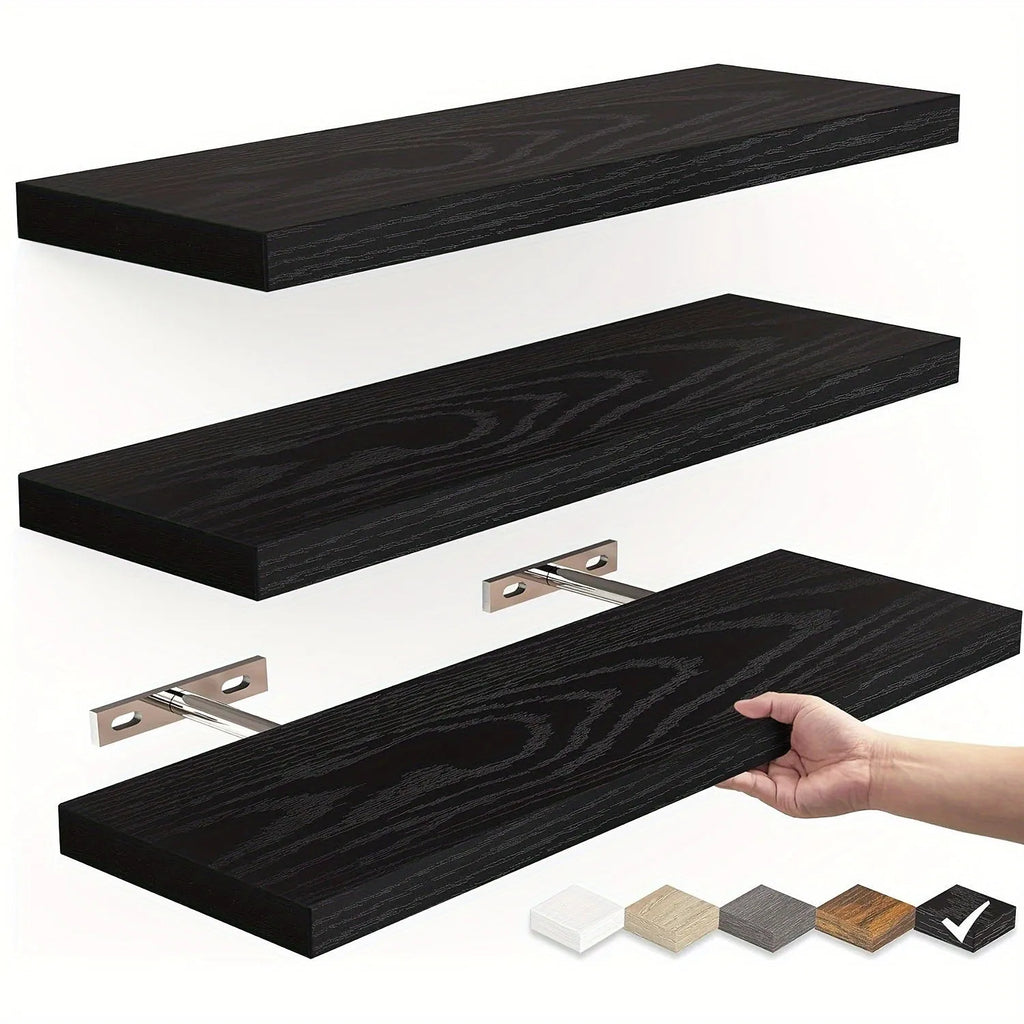 Solid wood wall mounted display shelf in modern simple style for home organisation