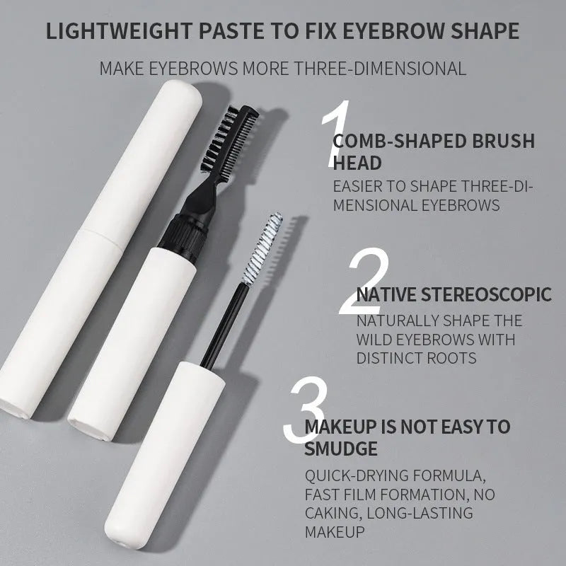 Eyebrow shaping brush and glue set with one brush application for natural eyebrow styling
