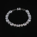 Copper real white gold full zircon claw chain bracelet for women, silver colour, floral geometric design