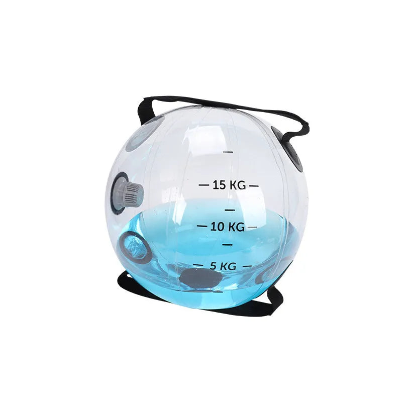 Transparent PVC inflatable water bag fitness ball, 38cm diameter, 720g empty, for sports and irrigation.