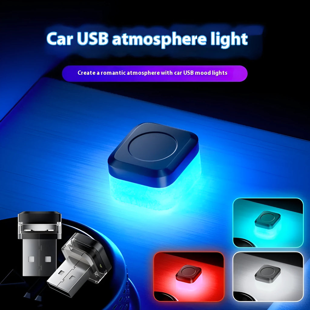 LED atmosphere light USB 5V PVC strip showing four colour options white red blue ice blue for car interior