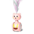 Cat interactive tumbler toy with feather wand attachment and rotating ball element in pink colour