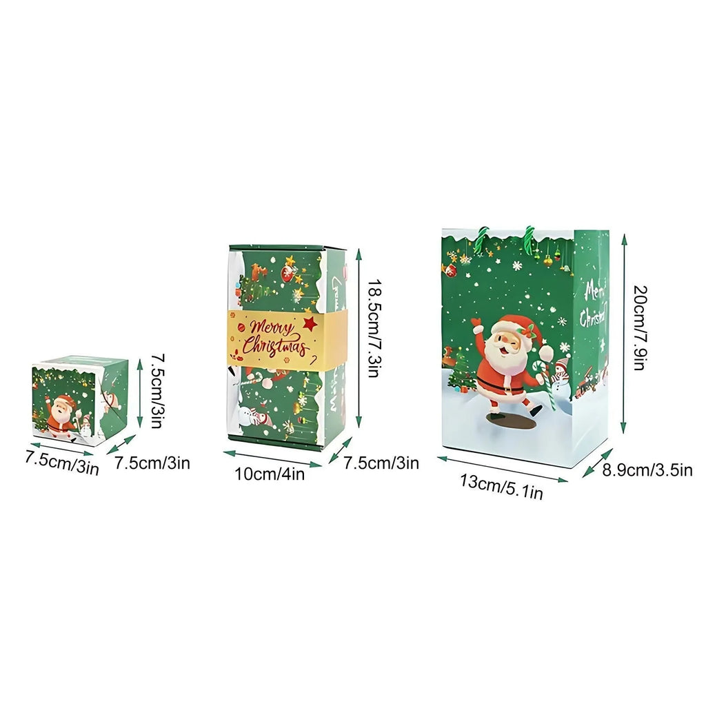 Creative surprise box birthday gift set with bounce boxes in Santa snowman design includes gift box and gift bag