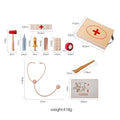 Wooden children's doctor toy set with stethoscope and medical suit for imaginative role play